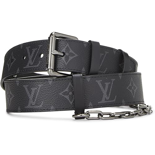 Louis Vuitton, Pre-Loved Monogram Eclipse Signature Chain Belt, Black