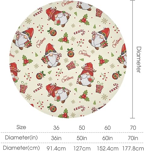 Miniatura 3 de MoBlinko Mantel redondo de gnomo de caramelo de Navidad, árbol de regalo, 60 x 60 pulgadas, impermeable, mantel de poliéster para cocina, al aire