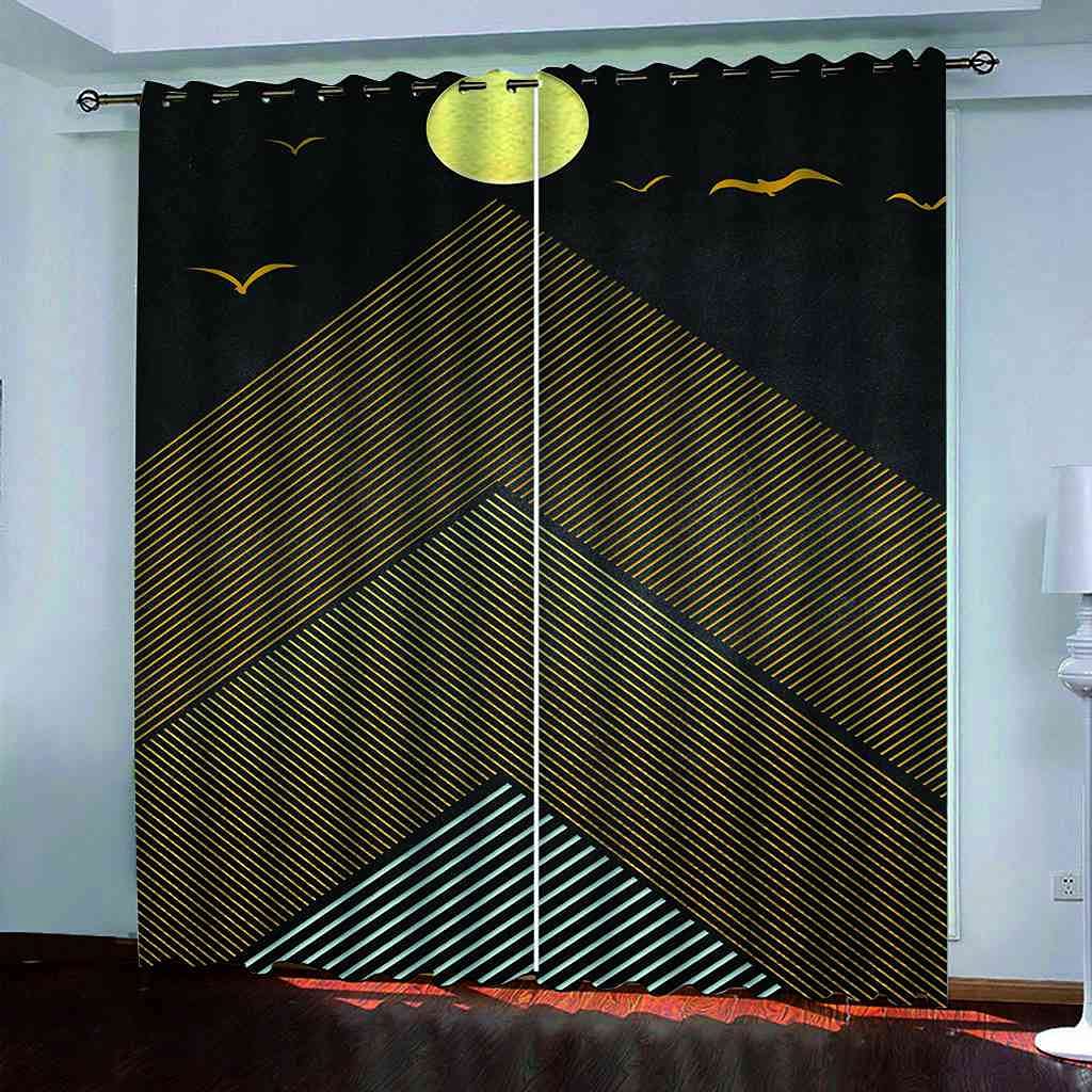 Rideau chambre occultant montagnes abstraites pour créer une ambiance moderne