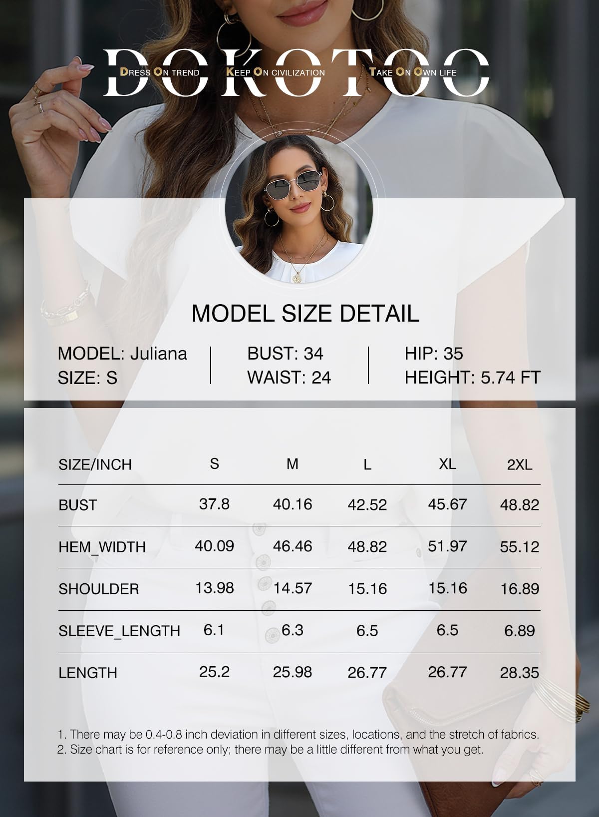 Dokotoo Women's Casual Round Neck Basic Pleated Tops Short Sleeve Loose Fit Curved Back Chiffon Blouses Tshirts