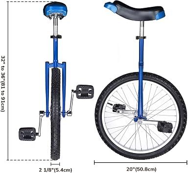 WinSpin 20 Inch Wheel Unicycle Circus Bike Leakproof Butyl Tire Wheel Cycling Outdoor Sports Fitness Exercise Health Blue