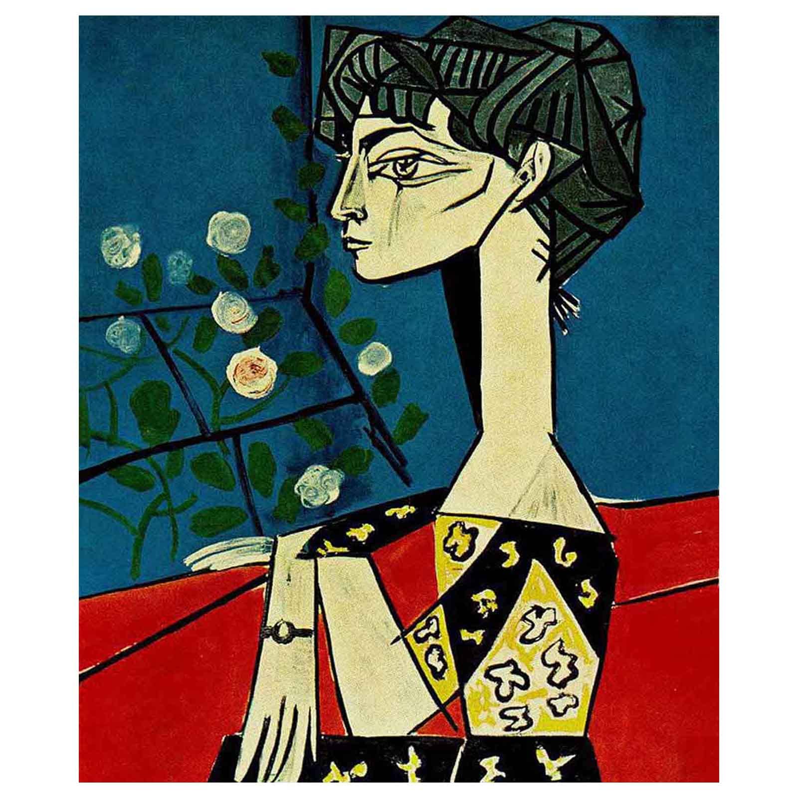 Amazon.com: Pablo Picasso《Jacqueline with flowers》Famous Canvas