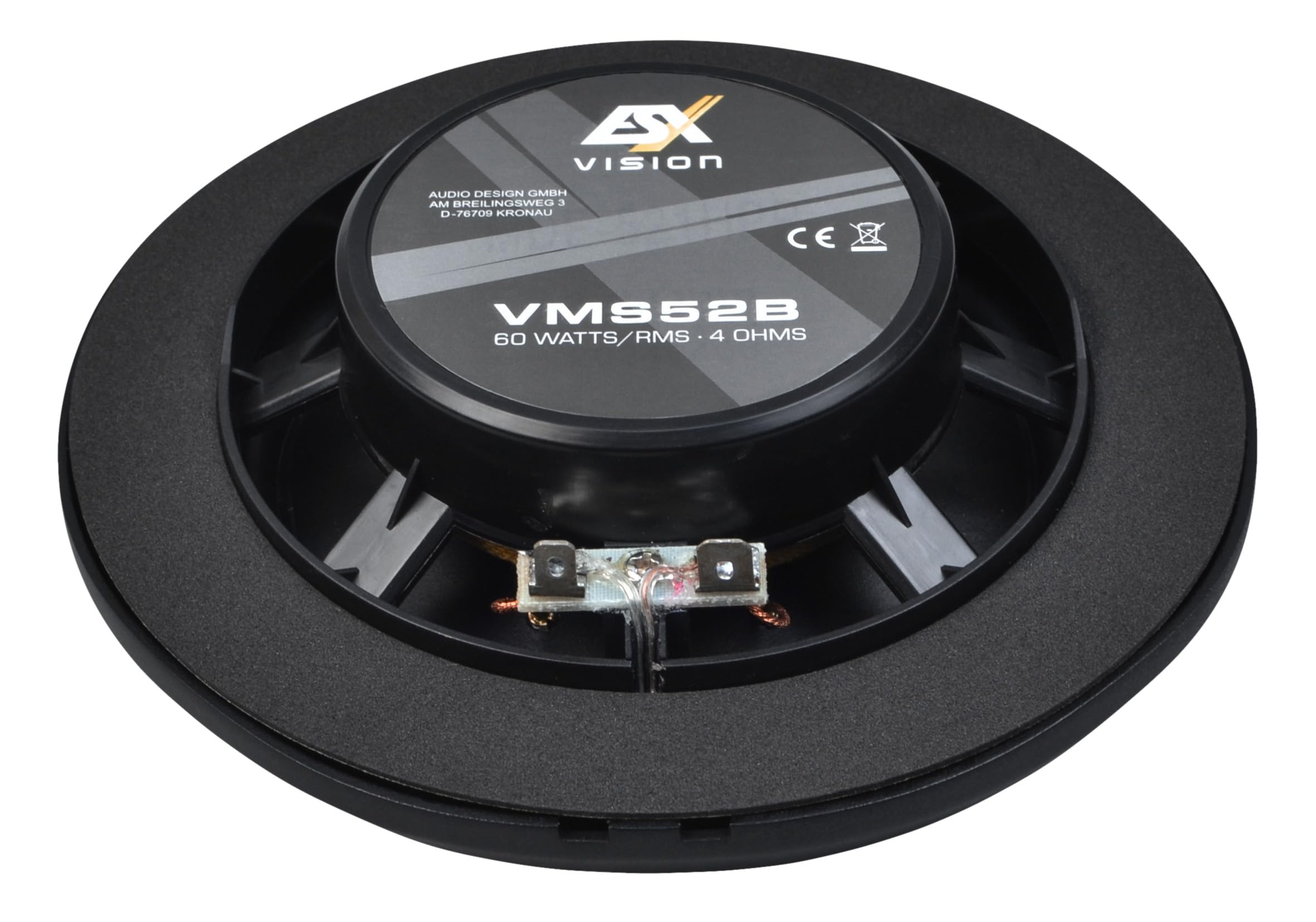 ESX VMS-52B - schwarzer 13 cm 2-Wege-Koax für Marine/Outdoor/Caravan | extrem flach - Einbautiefe 2,5 cm | UV-Beständig und feuchtigkeitsresistent | 1 Paar