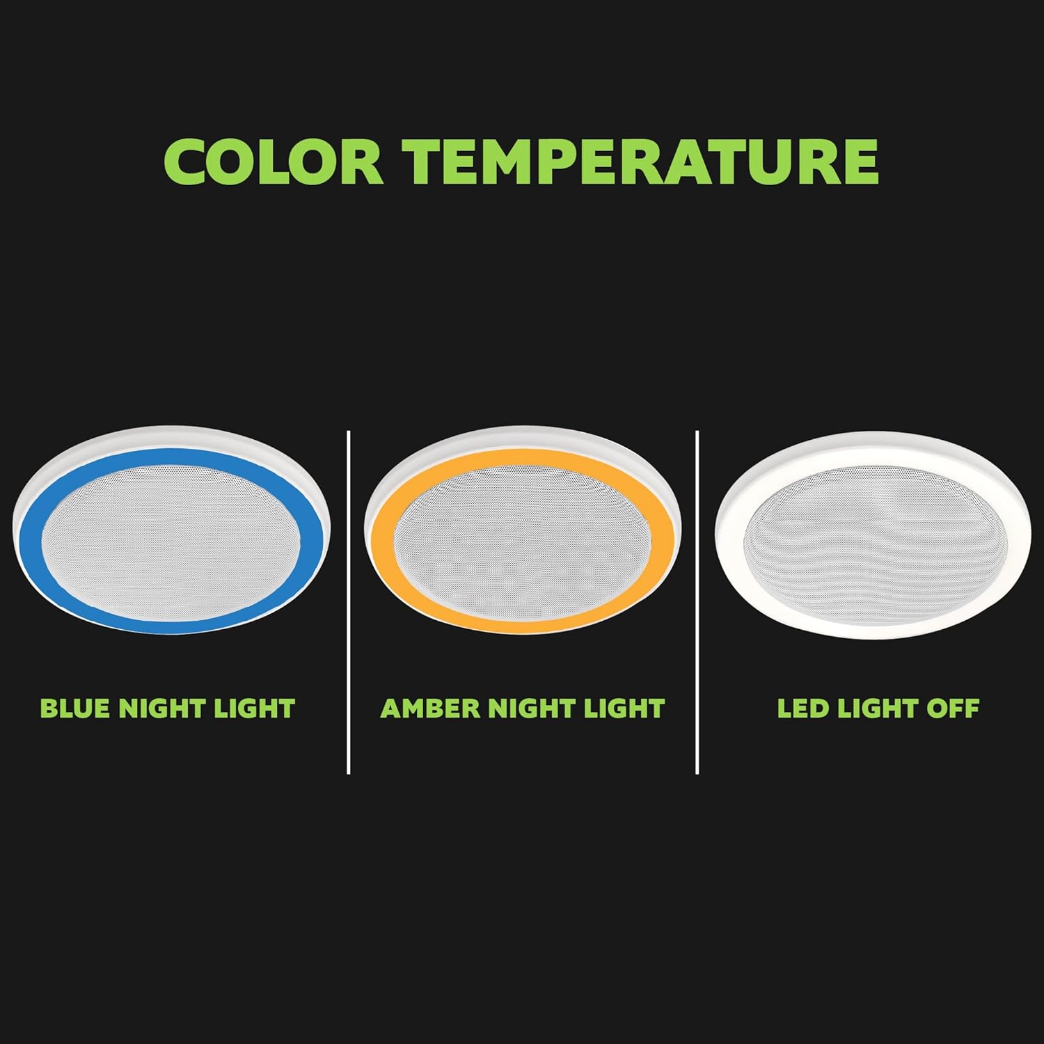 Homewerks 7130-16-BT Bathroom Fan with Color Changing LED Light and Bluetooth Speaker 110 CFM 1.5 Sones 4000K Cool White 1000 Lumens with Wall Switch
