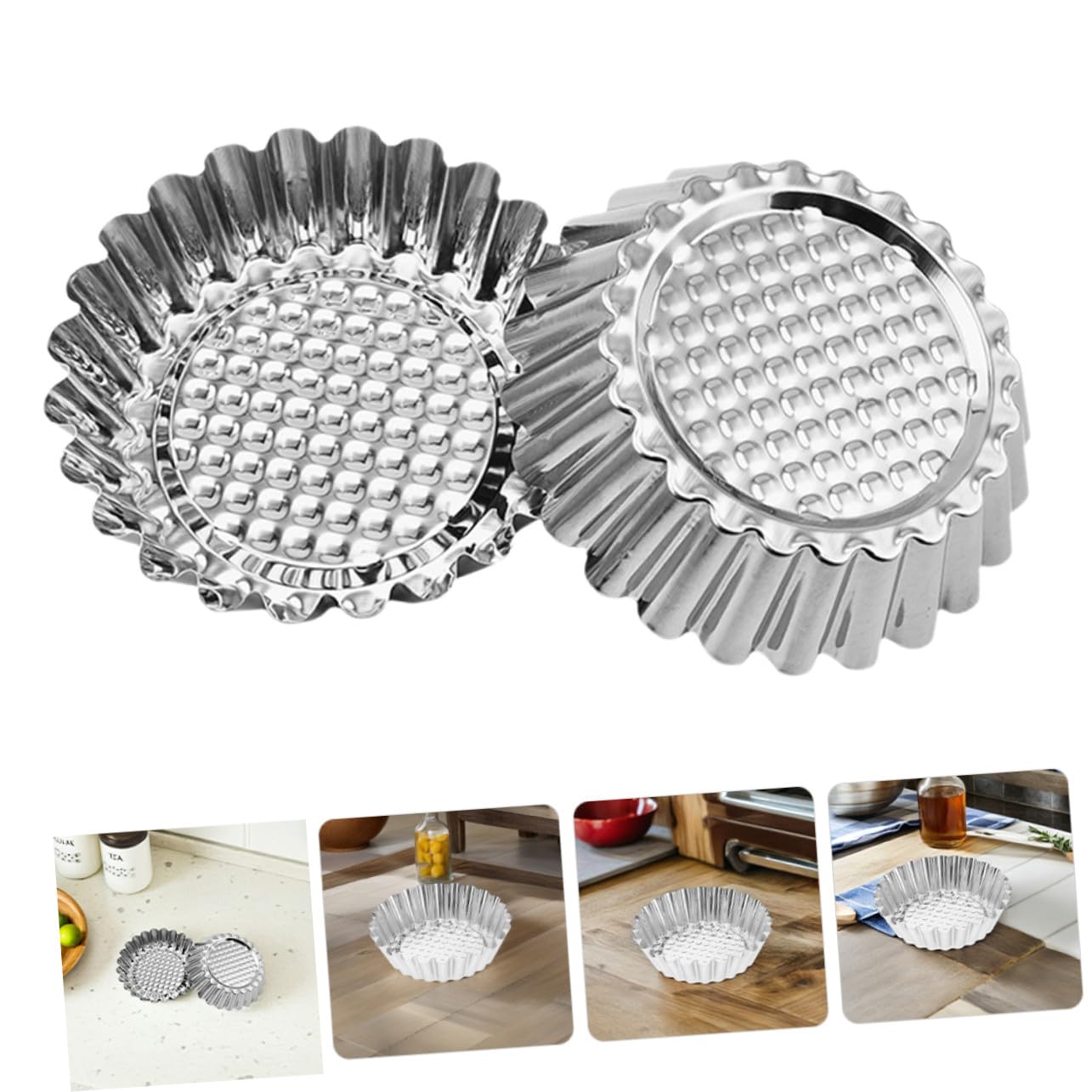Mikinona 30 Piezas Moldes para Tartaletas Mini de Acero Inoxidable Molde Redondo Diseño Floral Cupcakes para Hornear Tartas y Pasteles Casa