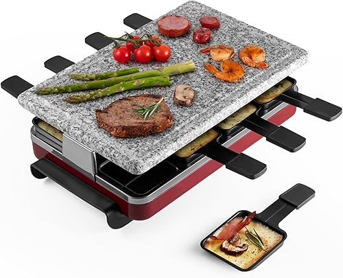 Miniatura 1 de Swissmar Raclette para 8 personas con parrilla de hierro fundido reversible color negro Rojo