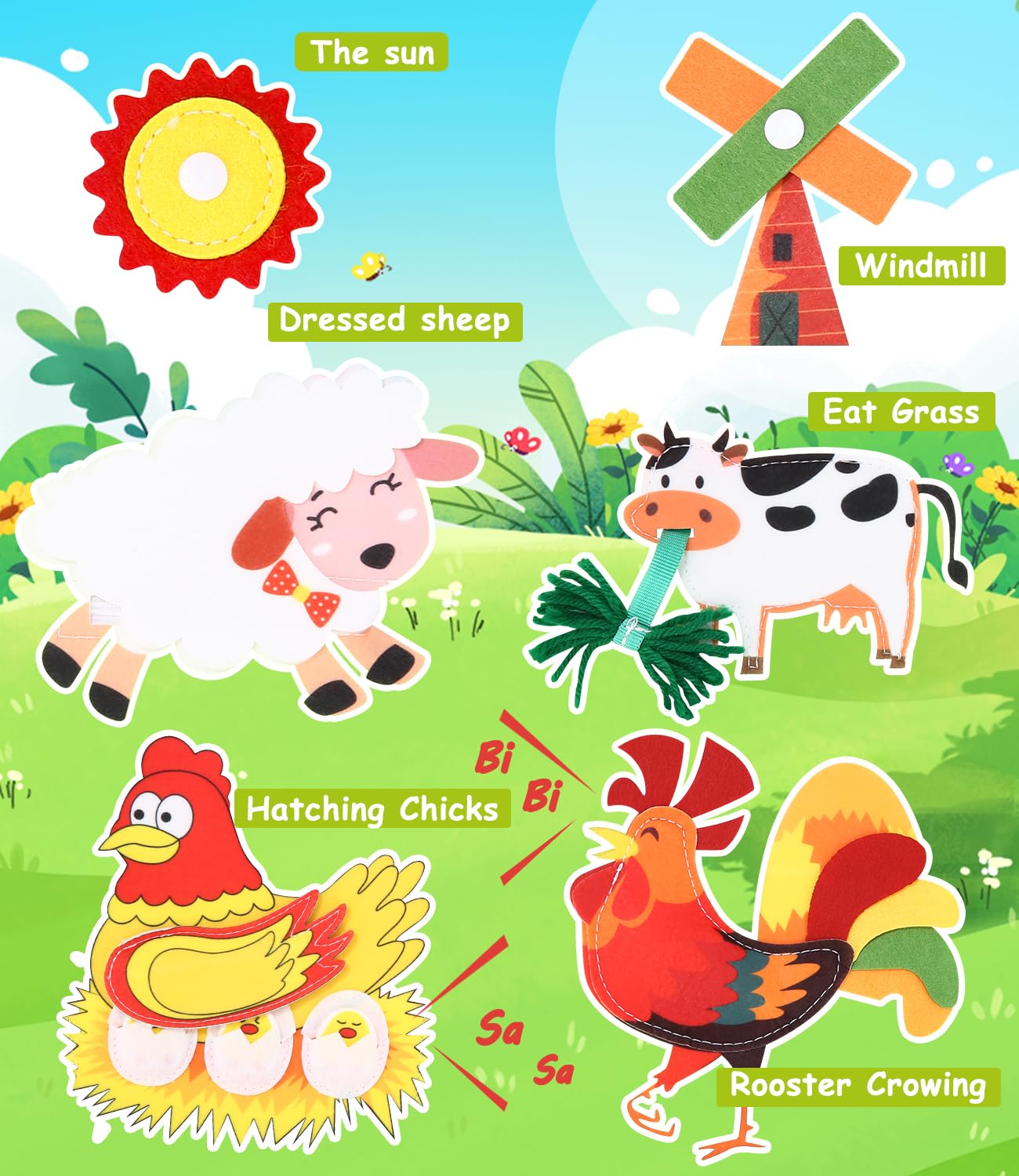 GREATRICH Busy Board - 20-in-1 Montessori Spielzeug Ab 1 Jahr - Bauernhof Quiet Book Für Unterwegs