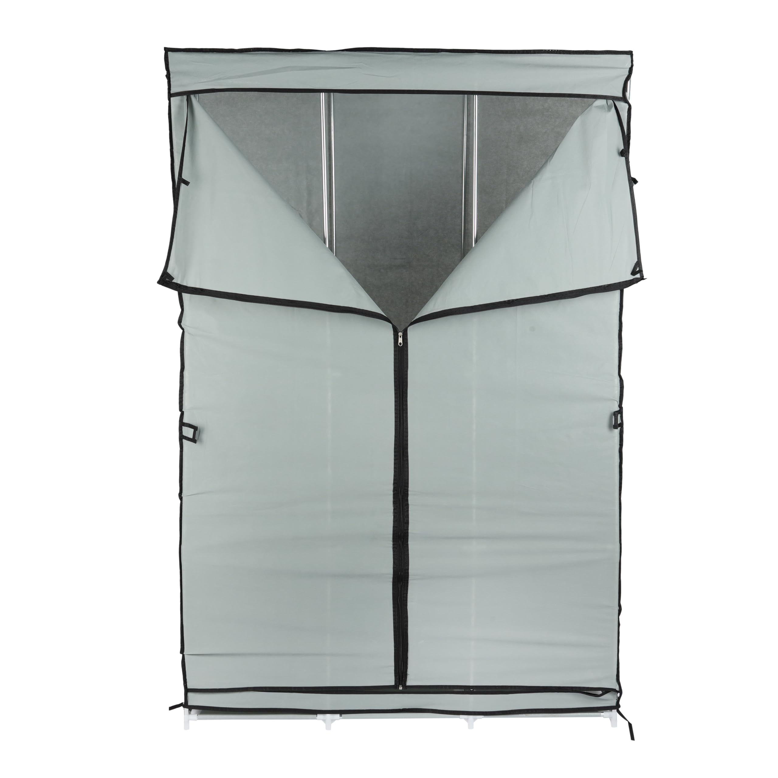 Royalford X Large Folding Wardrobe RF12429 Fabric Closet, Foldable Wardrobe, with 2 Clothes Rails Multiple Shelves Storage Organiser for bags Toys Shoes