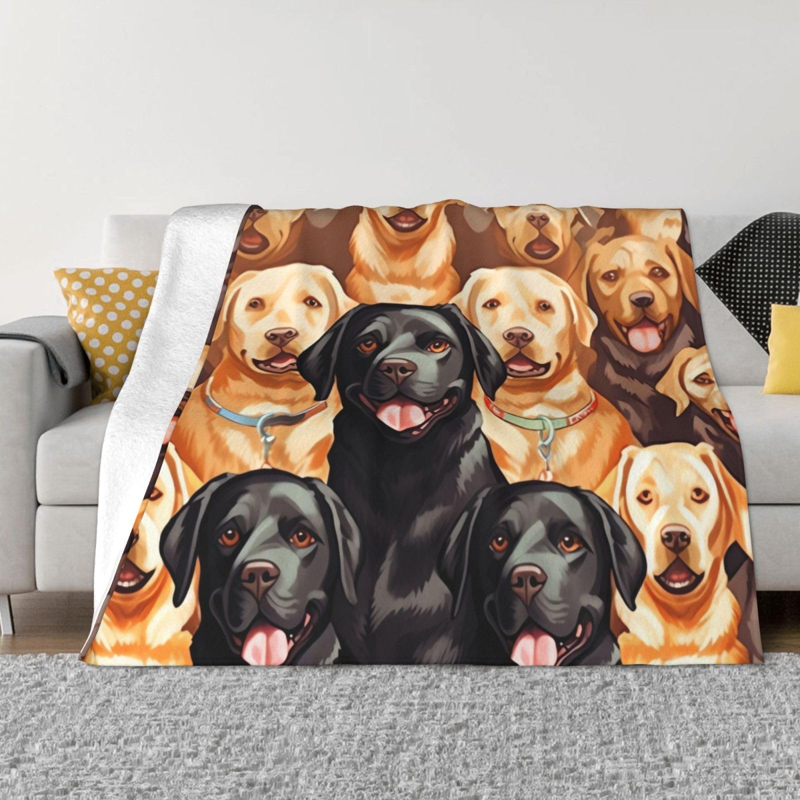 Couverture polaire douce flanelle anti-froid pour canapé et lit motif chien