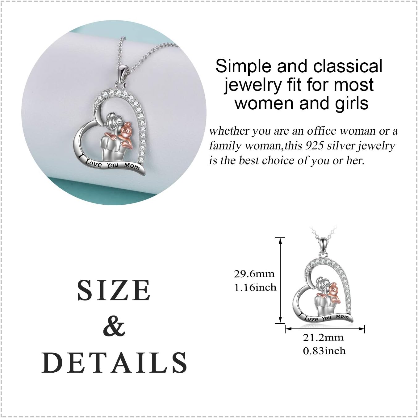 Mother Necklace Sterling Silver Mother Hold Daughter Love Heart Necklace Jewelry Christmas Mothers Day Birthday Wedding Gift for Mom Daughter - Image 5