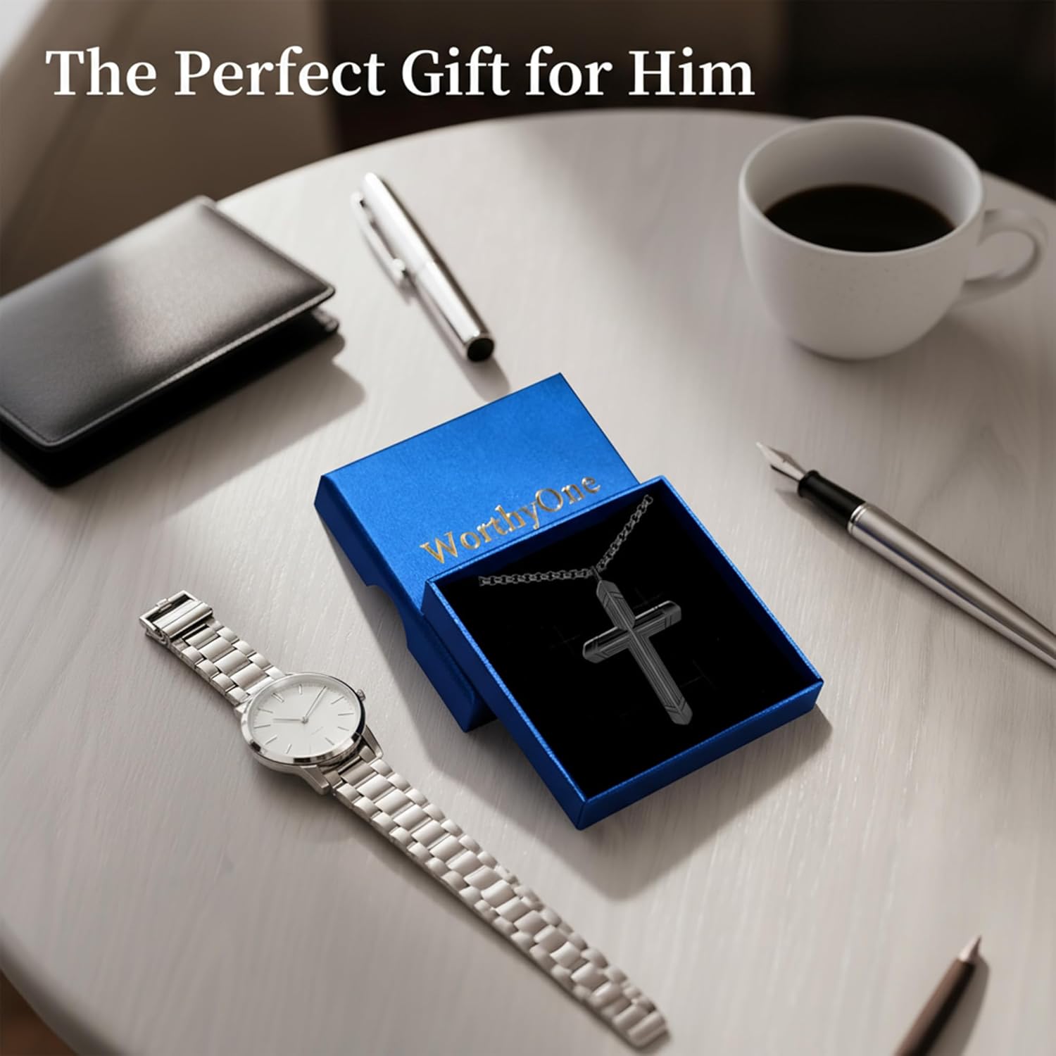 Cross Necklace for Men - Silver/Gold/Black 24-inch Stainless Steel Chain with Cross Pendant, Jewelry Gift for Him - Image 7