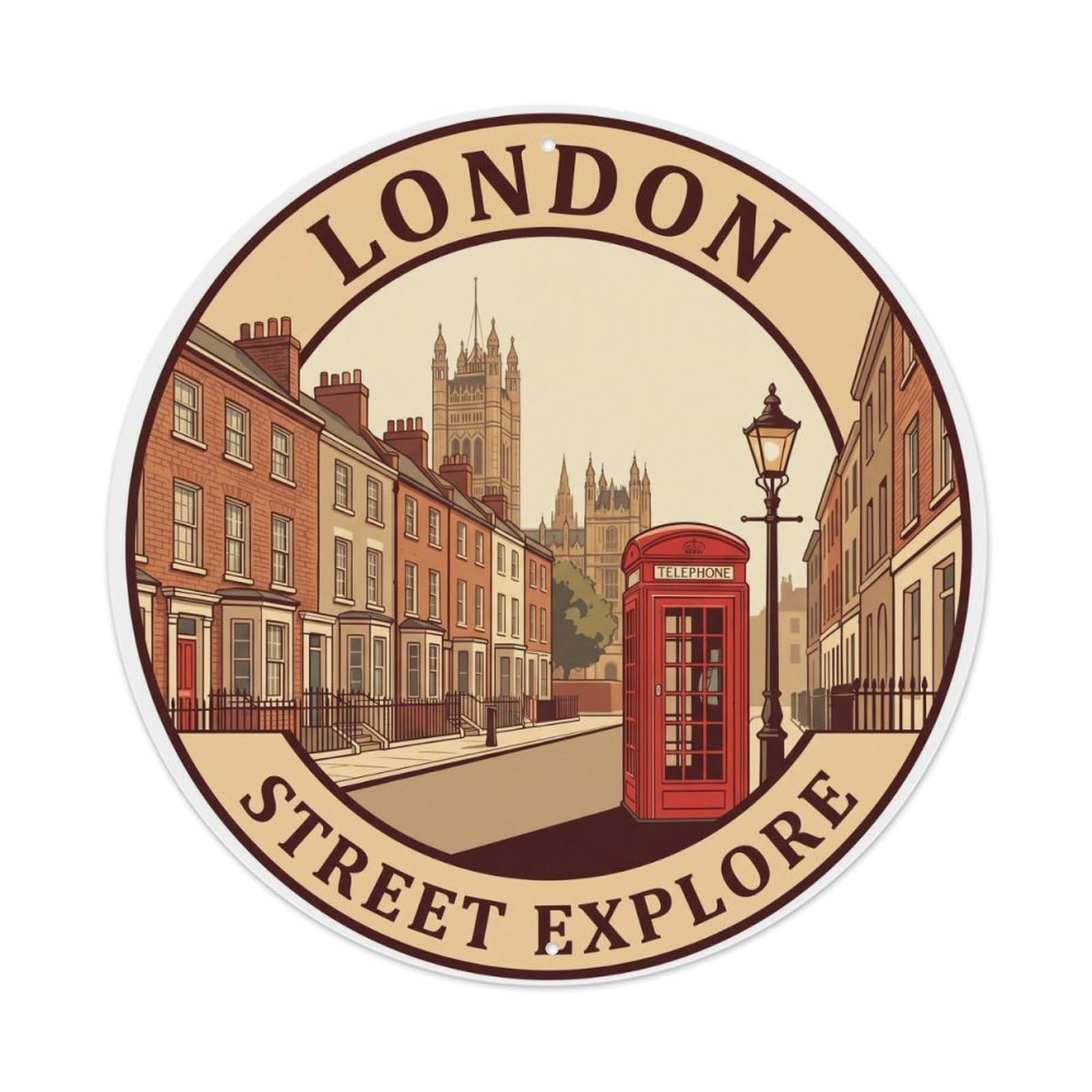 Fqcyn Style Vintage Travel England Street Explore Metal Tin Sign