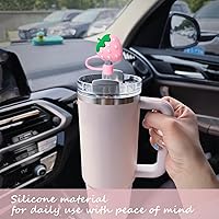 Vista 4 de 6 fundas de popote compatibles con vasos Stanley de 40/30 onzas, reutilizables y bonitos protectores de tapas de silicona para popotes Stanleys