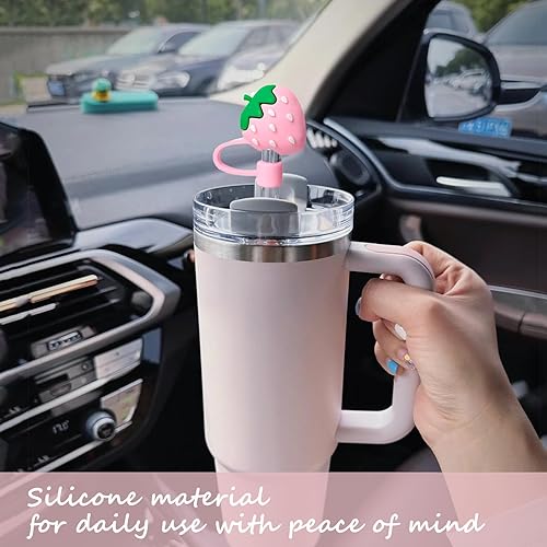 Miniatura 4 de 6 fundas de popote compatibles con vasos Stanley de 4030 onzas, reutilizables y bonitos protectores de tapas de silicona para popotes Stanleys de