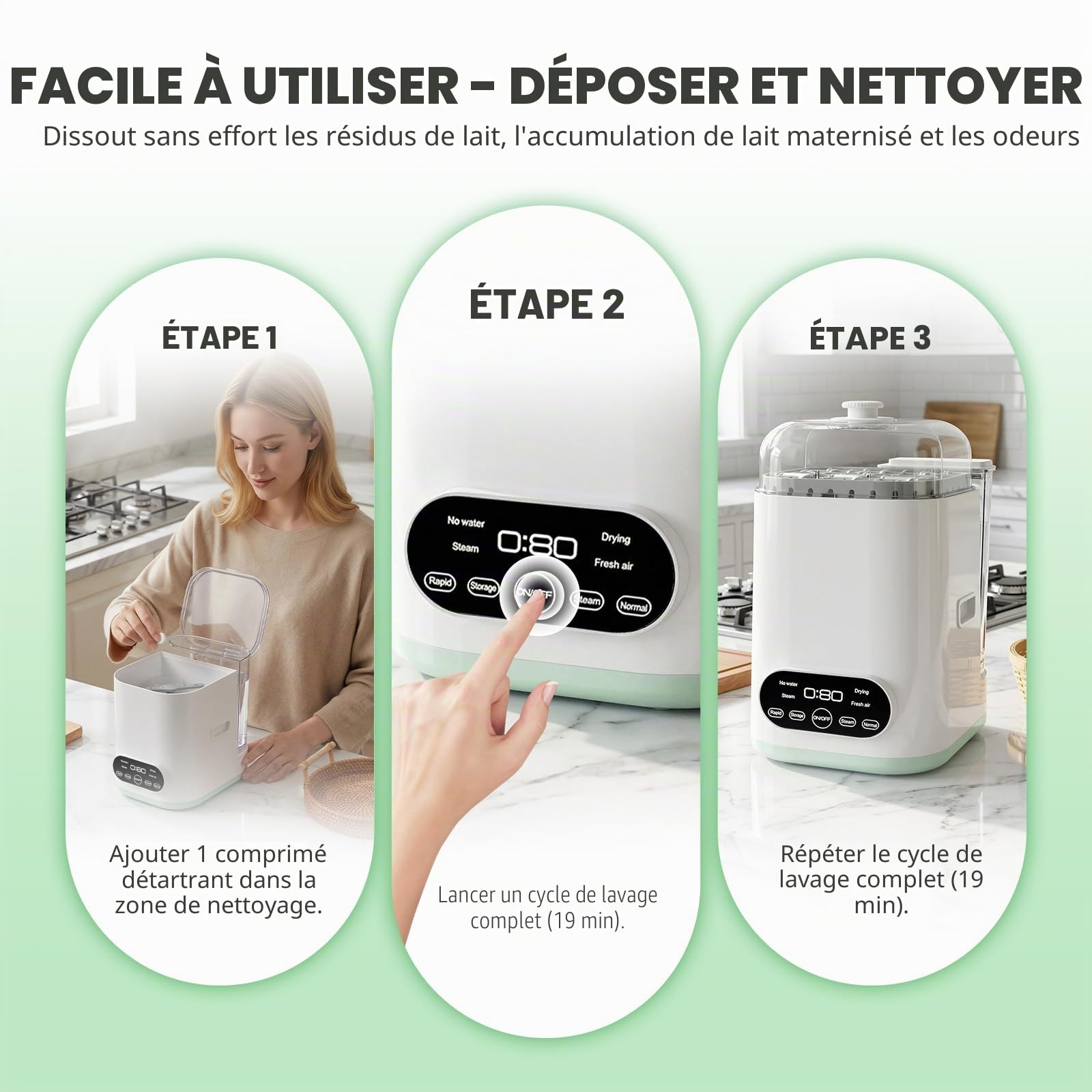 Comprimés de Décalkage pour Lave-Biberons, 36 Pièces – Convient à la Plupart des Modèles de Lave-Biberons – Efficace contre les Dépôts de Lait & la Tartre, Fonctionne avec Laveur, Réchauffeur, Stérili