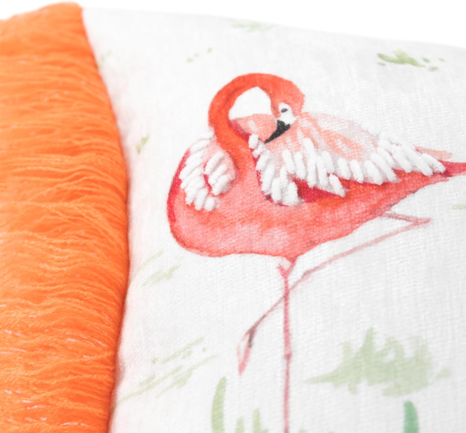JWH Tropical Flamingo Lumbar Throw Pillow with Orange Fringe, Vibrant Watercolor Decorative Cushion for Sofa, Couch, Bedroom, Spring Home Decor 14x20 Inches White