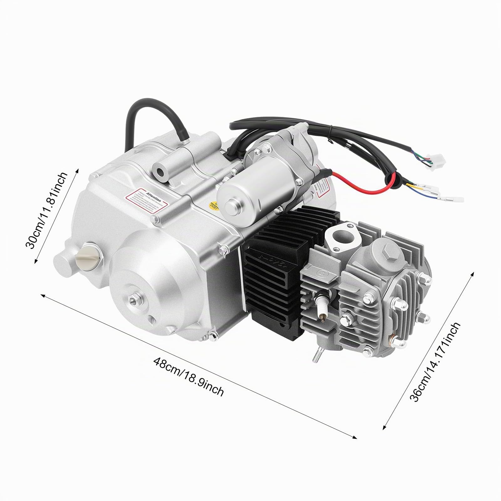 Moteur 4 temps 125 cm³, monocylindre, semi-automatique, refroidi par air, démarreur électrique 3 + 1 marche arrière pour ATV, QUAD GO KART, motocross