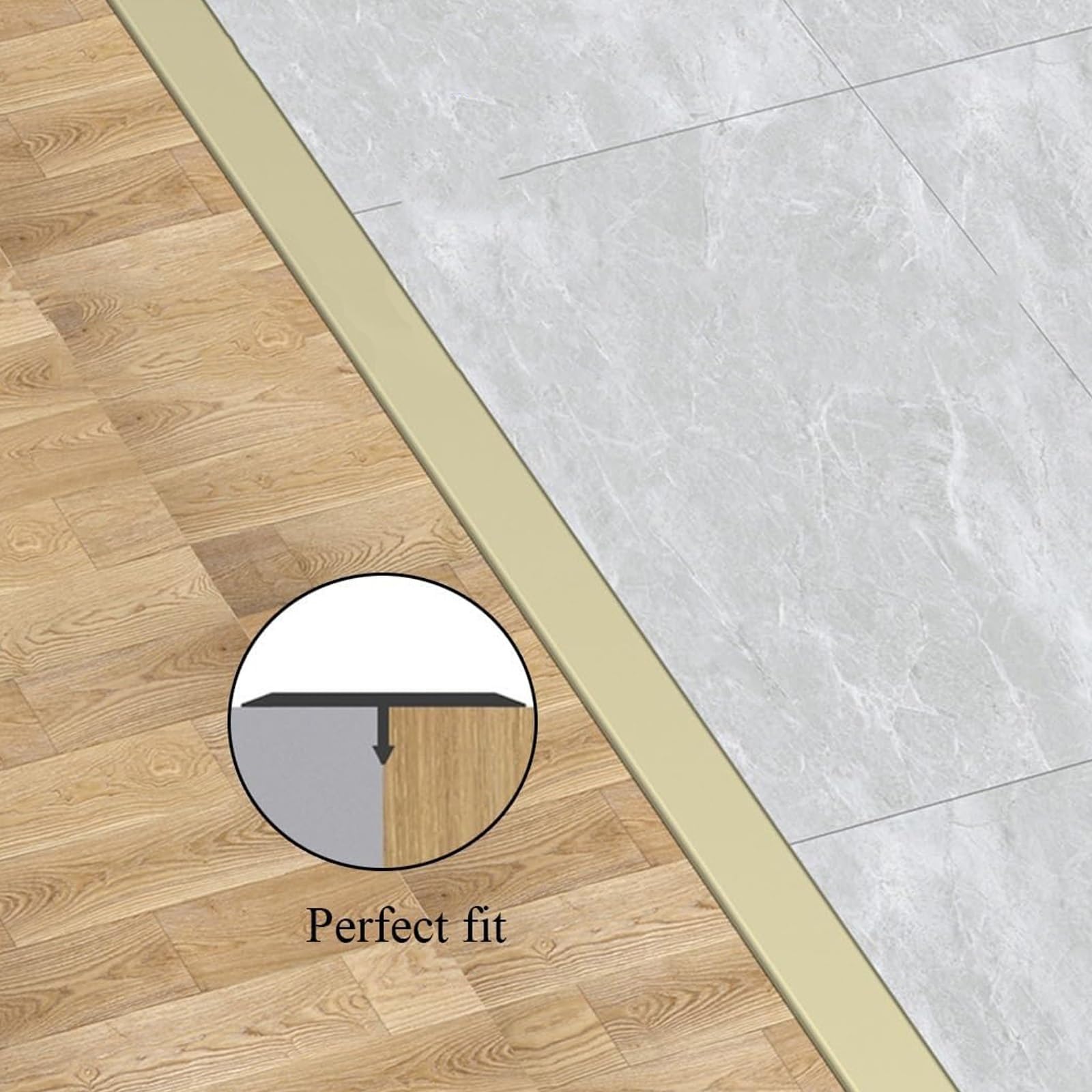 Perfil Forma T Universal para Uniones De Madera, Parquet, Tarima, Mármol Y Azulejo, Robusto, Perfil De Transición De ALU Rail Moldura En T, Tiras De Transición para Pisos Laminados(Grey,3Pcs (90cmx1.5