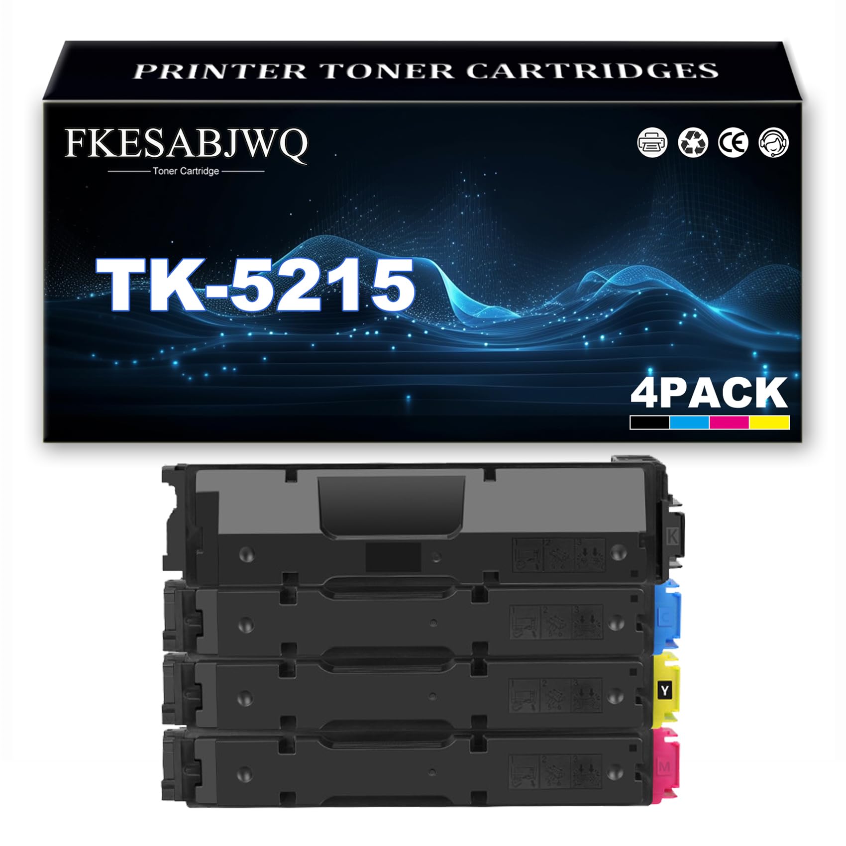 Cartucho Tóner TK-5215 para Kyocera TASKalfa 406ci | Alto Rendimiento TK-5215K TK-5215C TK-5215M TK-5215Y Cartuchos Tóner Repuesto,4 Colors-1 Pack