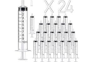 24 Pack, 10ml Plastic Syringe Liquid Measuring Syringe, Sterile