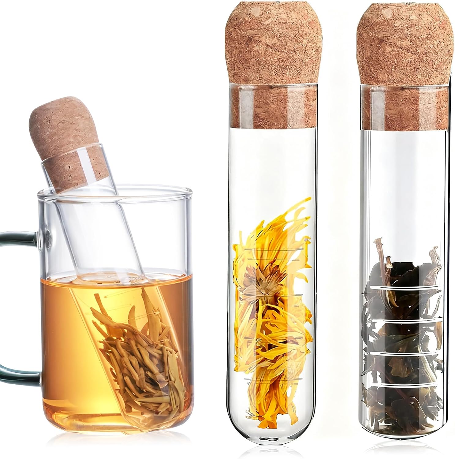 2 Piece Glass Tea Strainer, Glass Tea Diffuser, Tea Infuser, Tea Filter Suitable for Various Loose Teas, Such as Scented Tea, Oolong Tea, Green Tea, Black Tea, etc.