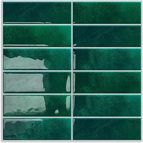Camiraft 3D Fliesenaufkleber 10er Set - Selbstklebend Wasserfest 29x23cm Grün