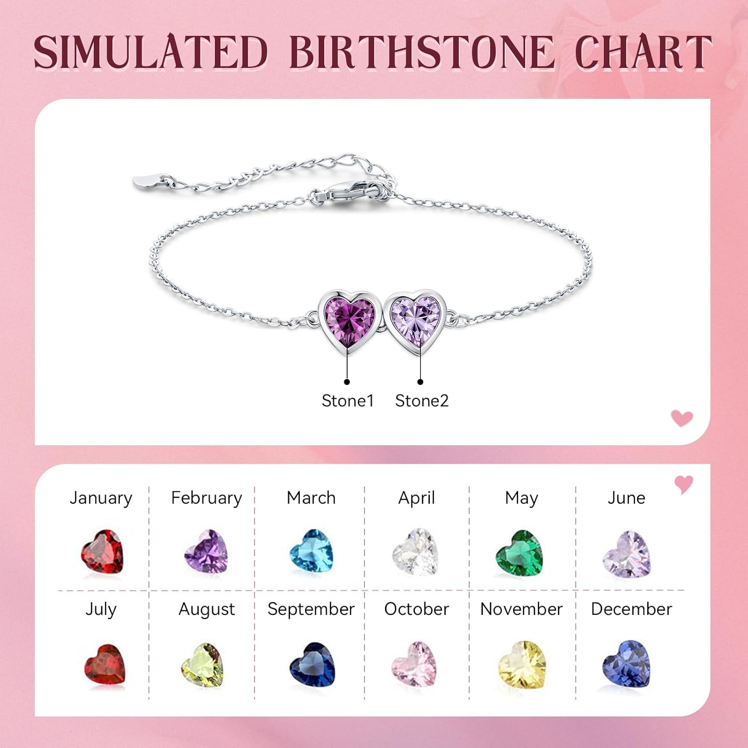 Zoesky Personalized Birthstone Bracelet for Women Sliver Tone 5A Cubic Zirconia Custom Mother Bracelet with 5A Cubic Zirconia Mother Jewelry for Christmas Birthday Mother Day Gift for Mom Wife - Image 5