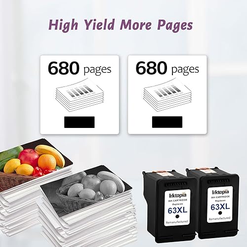 Miniatura 2 de Inktopia Cartucho de tinta remanufacturado de repuesto para HP 63 XL 63XL, uso con impresora HP OfficeJet 5255 5258 3830 3831 3832 Envy 4512 4516