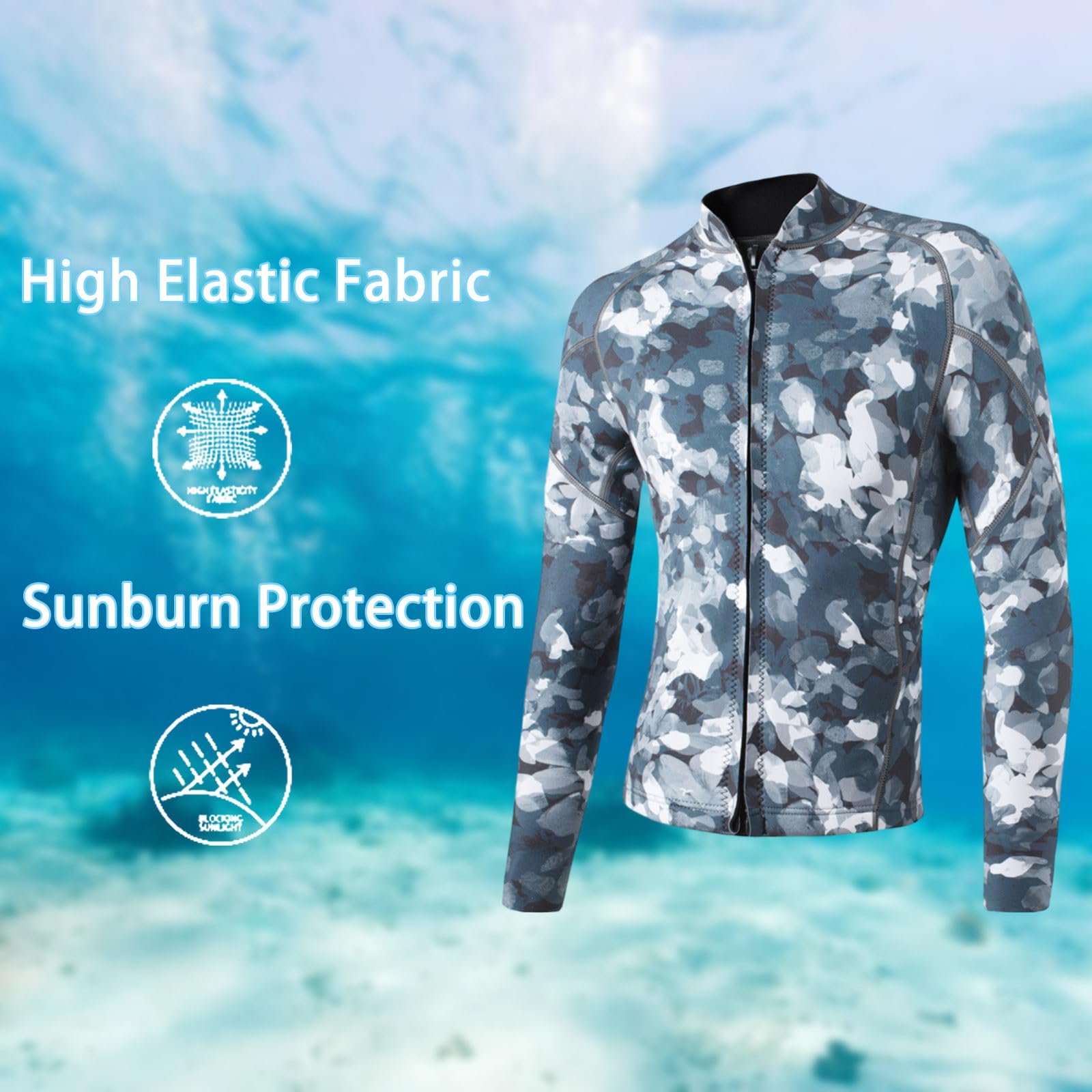 Traje De Neopreno Hombre Agua Chaleco Surf Bañador Natacion Buceo Chaqueta Camiseta Snorkel Ajustable Manga Larga Impermeable Adulto