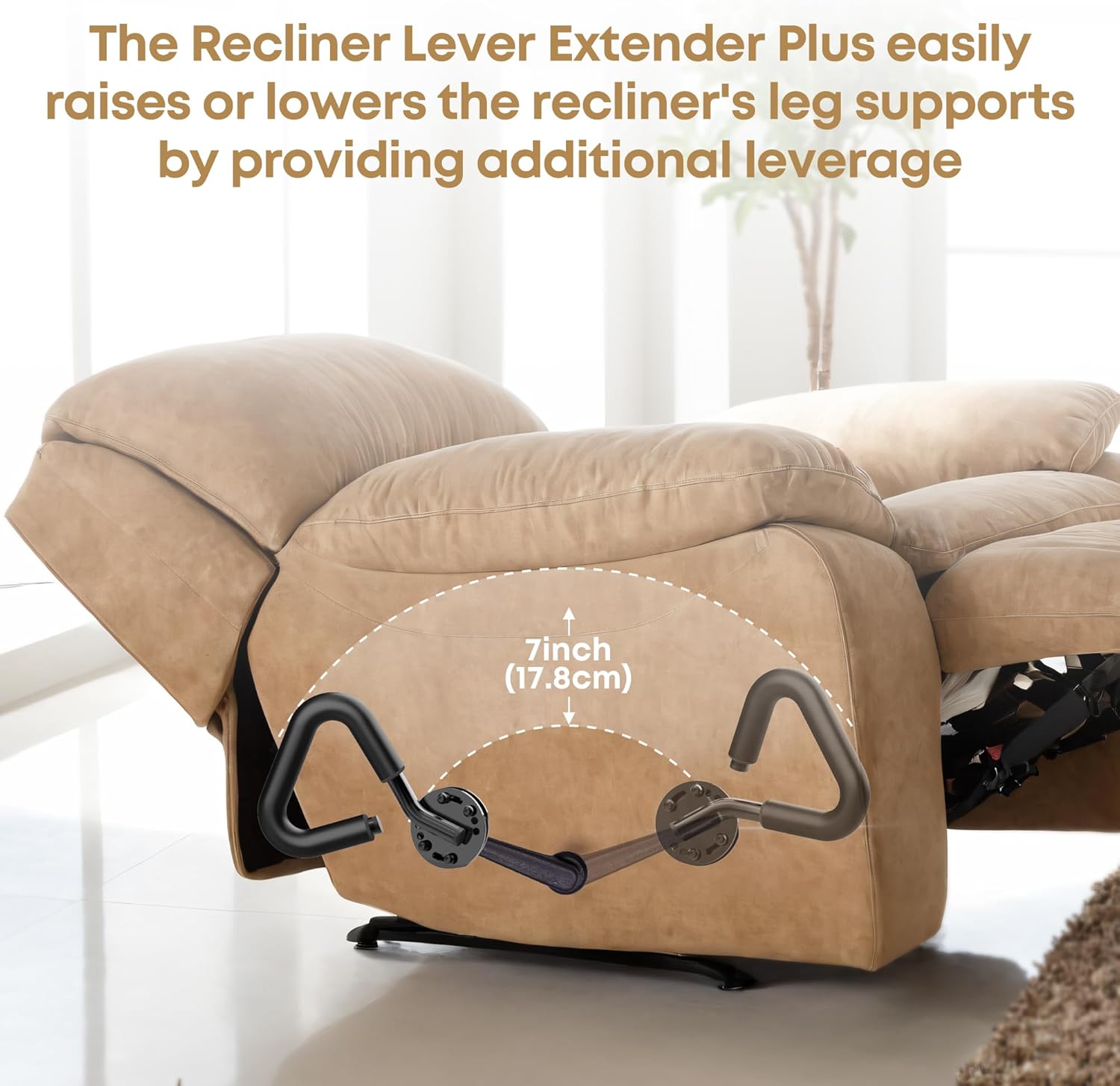 2026 New Modle Recliner Handle Extender Plus, Recliner Lever Extender with Foam Pad for Added Comfort, Recliner Chair Arm Extension for Elderly, Lazy Boy Lever Extender Control Recliner Handles Easily