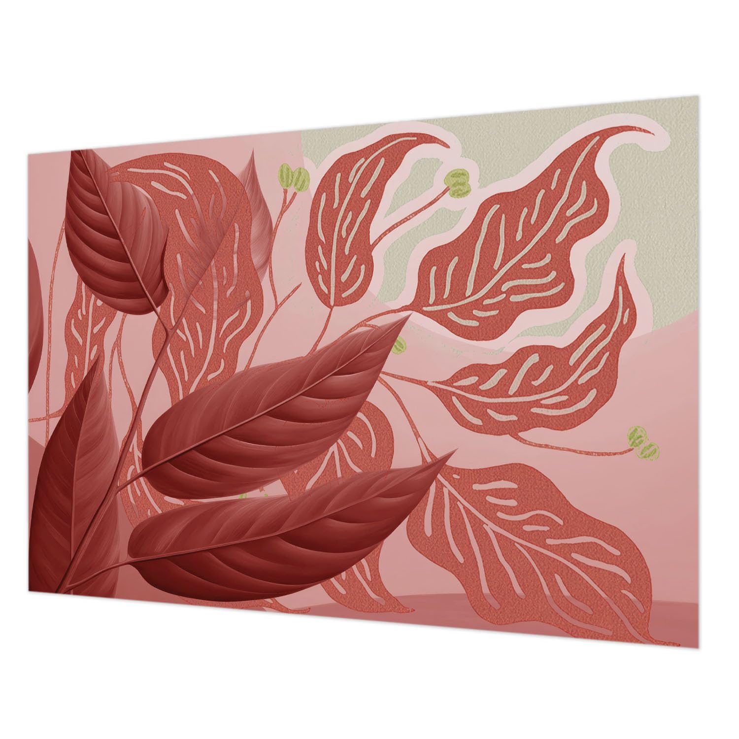Papier peint intissé motif feuilles déco murale salon chambre 208x146