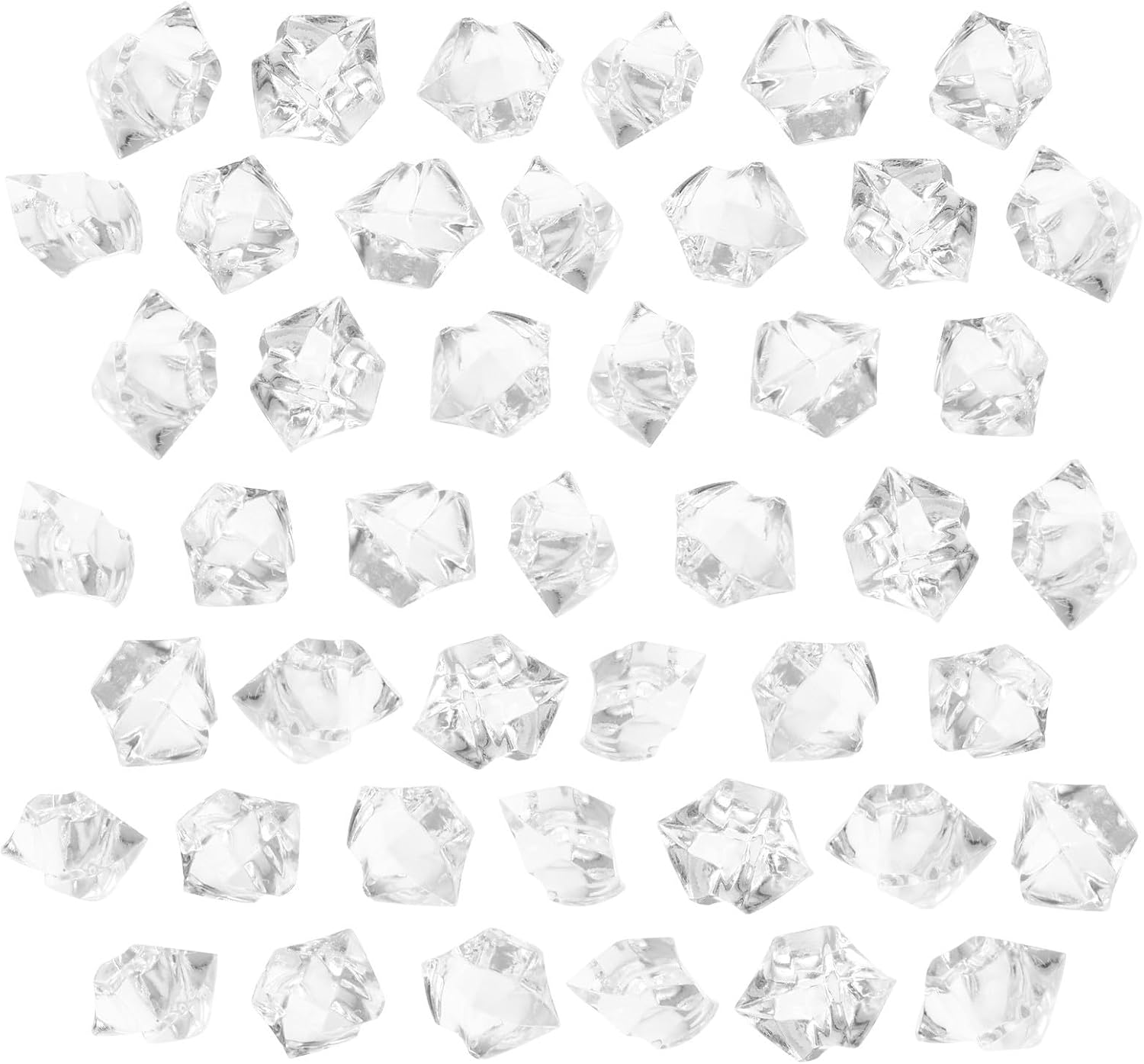Beavorty 600pcs Acrylic Fake Ice Cubes Plastic Crushed Ice Rocks Unique Shape for Decorative Use in Party and Fish Tank Displays