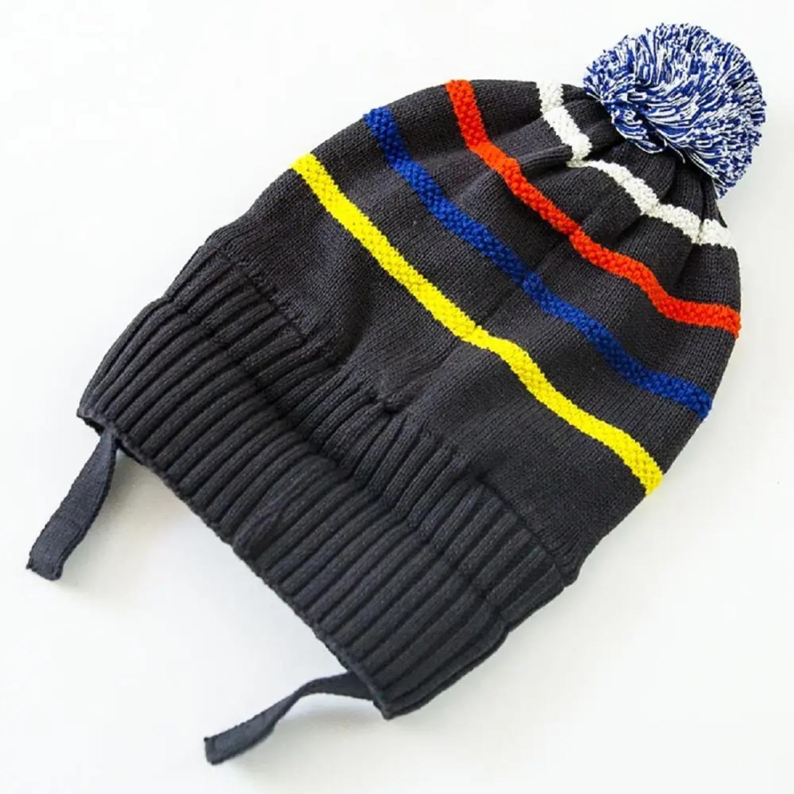 Gorros De Punto para Sombrero Tejido Beanie Gorro De Punto A Rayas para Niños para Niños Forrado Suave con Gorro De Invierno Suave con Puño Cálido