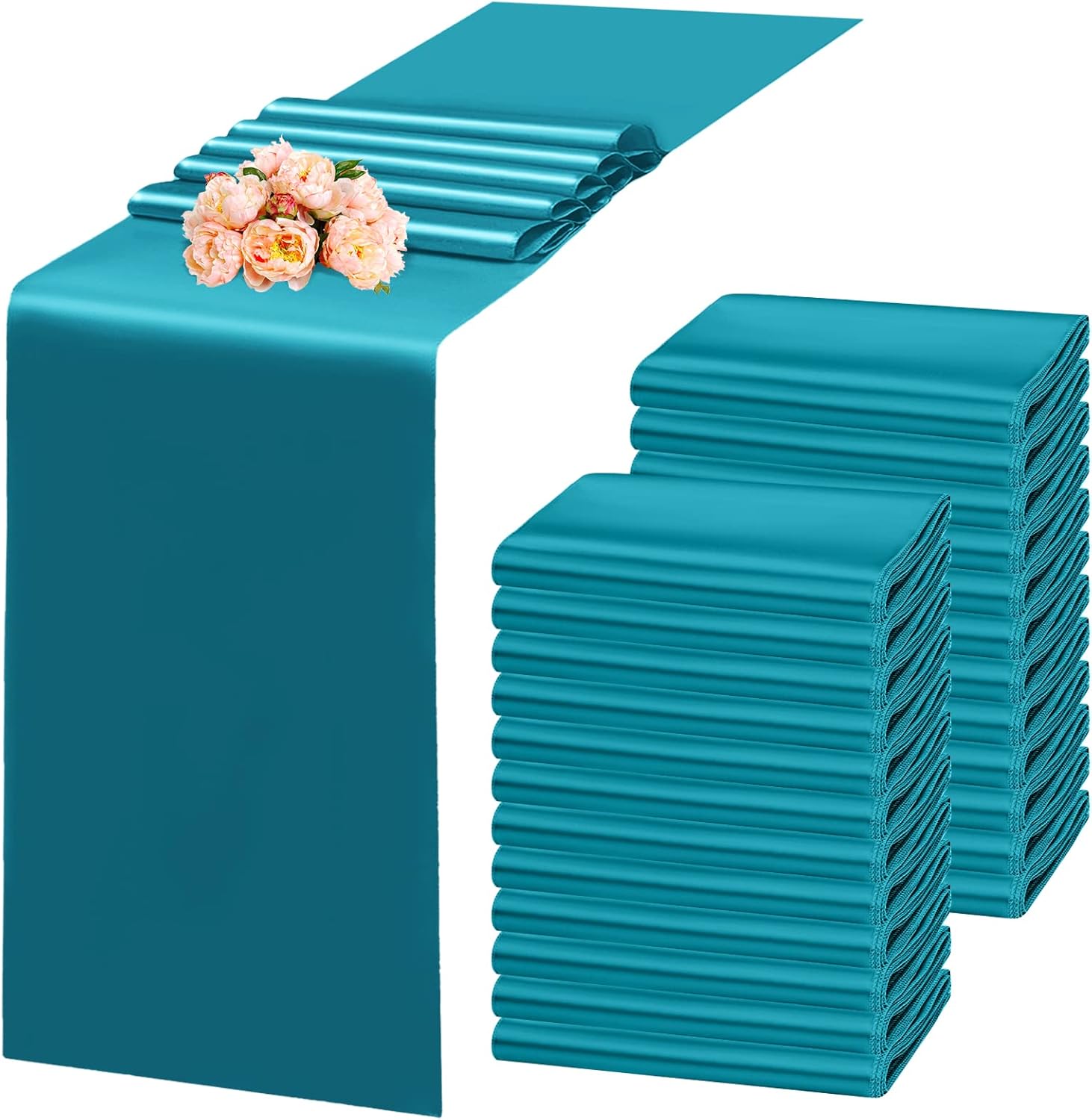 Amazon.com: 24 Pack Turquoise Table Runners 12x72 Inch Turquoise Table ...