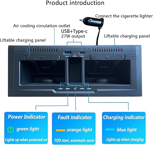 Miniatura 7 de BAIYITONGDA Cargador de coche inalámbrico dual para Land Rover Defender 90 110 130 2020-2023, almohadilla de carga rápida Qi de 15 W con puerto