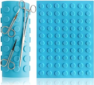 Silicone Magnetic Mat for Instruments and Tools, 12 x 15 inches, Light Blue, Raised Round Magnets, Flexible, Non-Slip, Reusable and Autoclavable