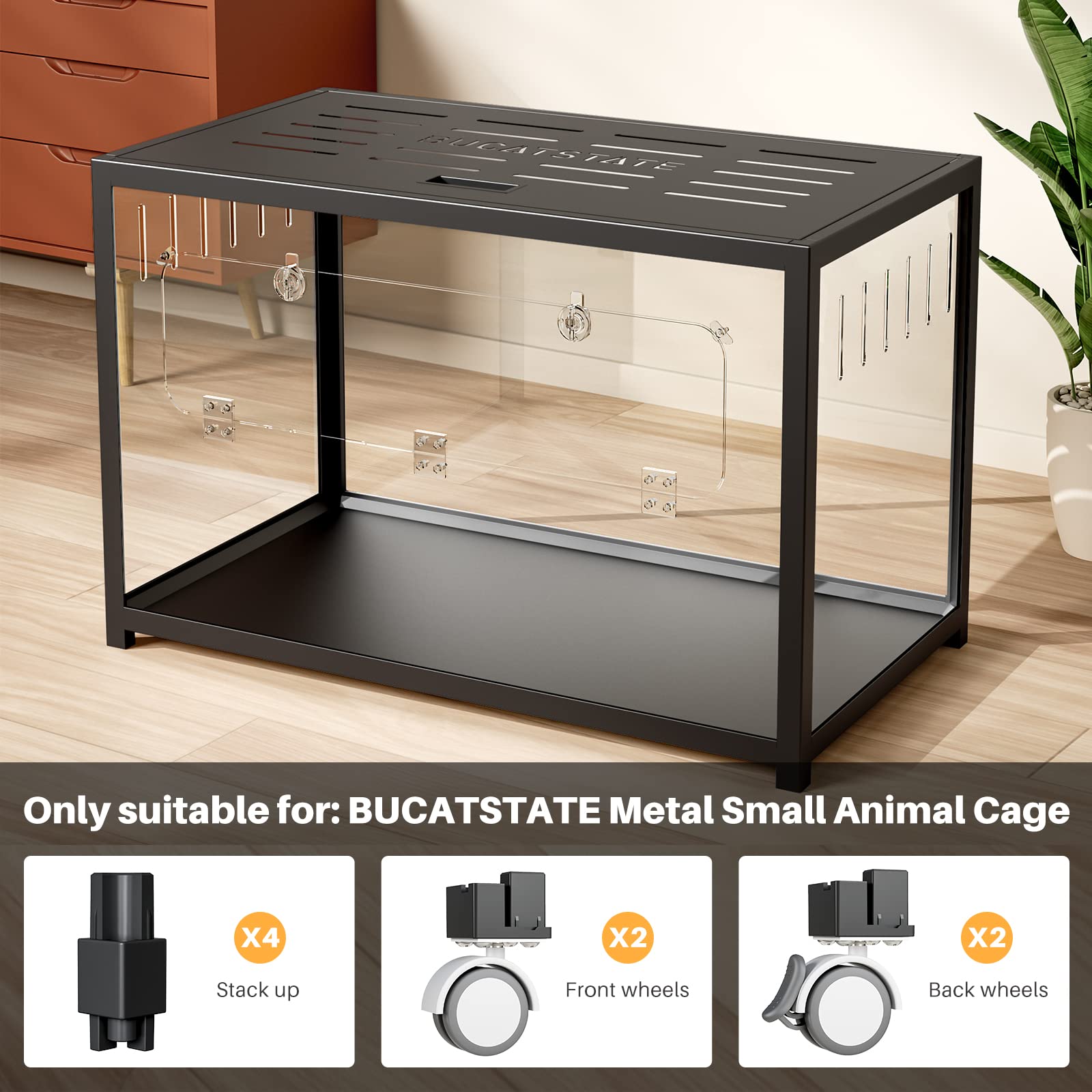 BUCATSTATE Rueda universal para jaula de hámster Mofang para mover fácilmente la jaula de hámster (negro)