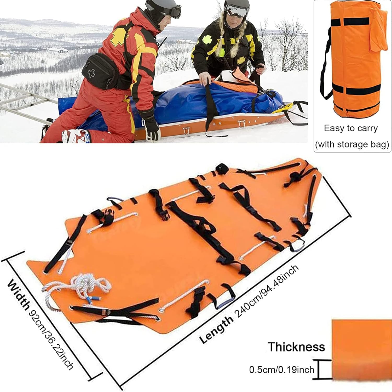 Barella portatile di emergenza medica, pieghevole, per ambulanza e soccorso antincendio, design compatto e durevole per situazioni di emergenza