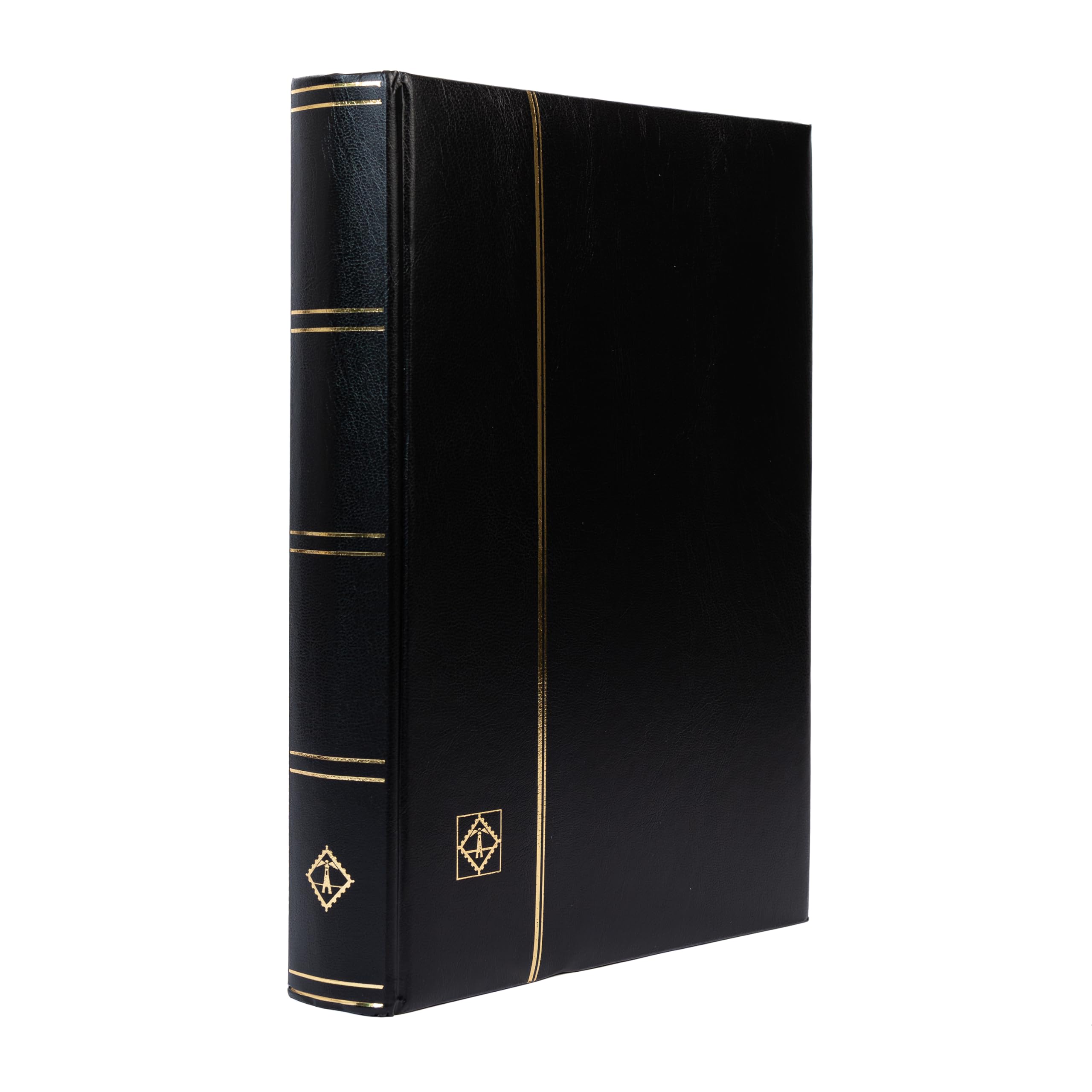 Leuchtturm 322874 Album per la raccolta dei francobolli Comfort - DIN A4, 64 pagine, strisce di vetro, copertina imbottita - nero