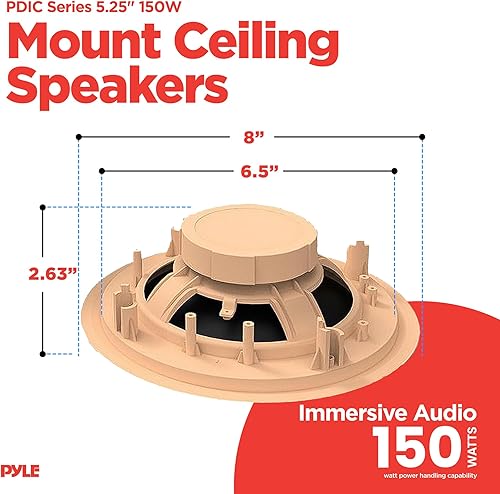 Miniatura 9 de Sistema de 2 altavoces empotrados Pyle de 5.25 pulgadas para la pared o techo (PDIC51RDBK) Negro