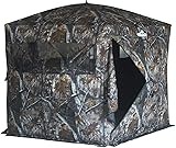 RuskBlinds Gobbler Lodge 5-Side Hunting Blind, 4 Person Ground Blind for Deer Hunting, 300D Oxford Fabric Deer Blind, JX Hardwood Camo Pattern