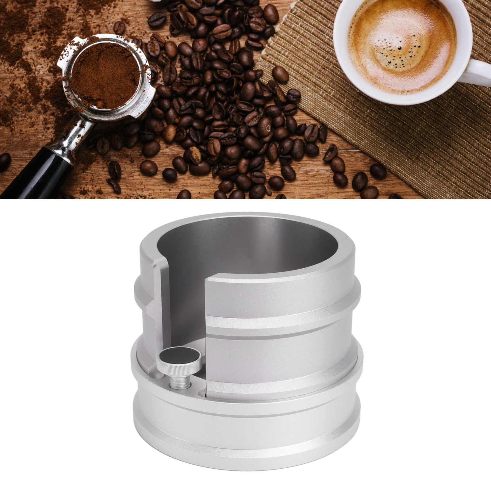 Uchwyt na filtr do kawy ze stopu aluminium ubijak do espresso stojak na stację organizator do ekspresu do kawy 51mm 53mm 58mm (Srebrny)