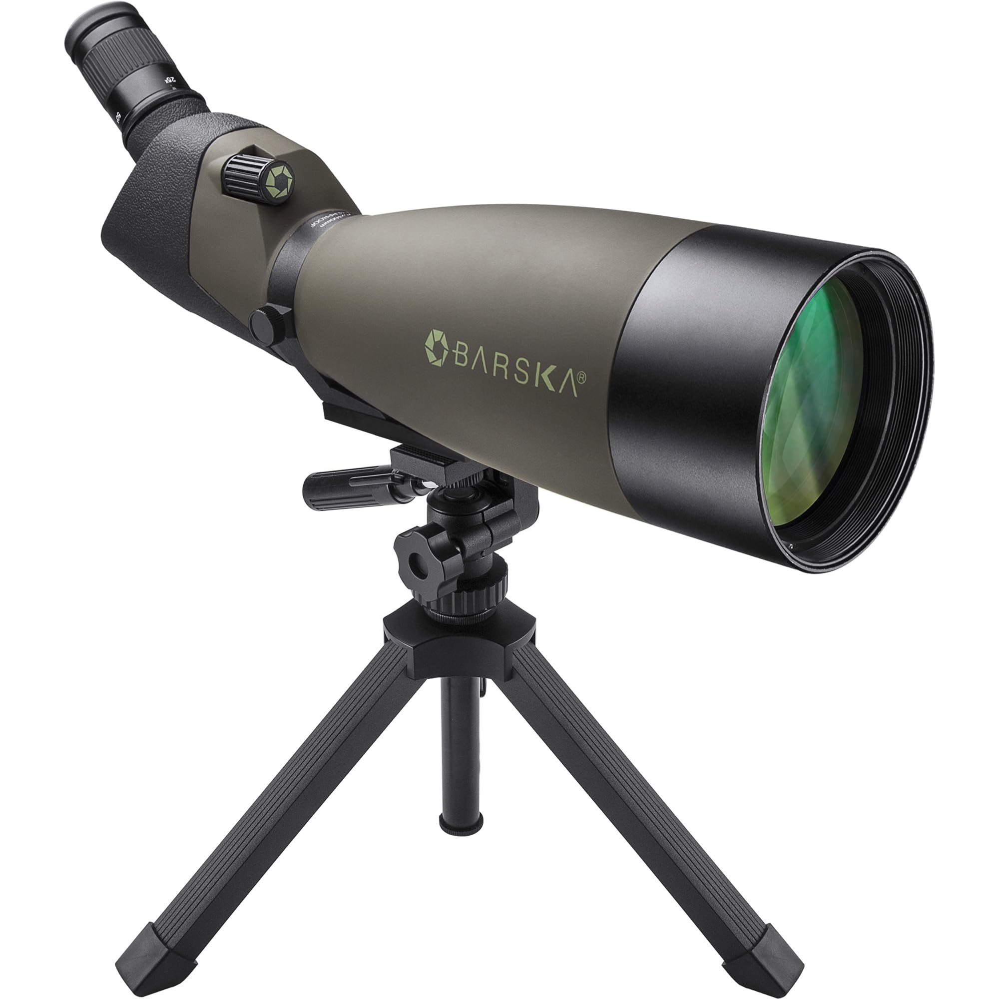 Barska Blackhawk 25-75x100 Angled Spotting Scope – Waterproof, Fogproof, Green Lens, Tripod Included – for Bird Watching, Hunting, Target Shooting, Travel & Outdoor Sports