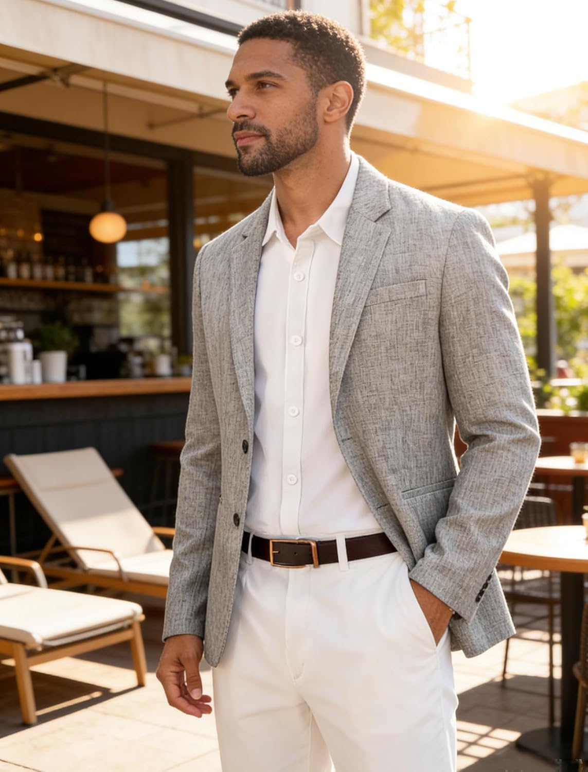 Vssjavun Mens Blazer Casual Sport Coats Slim Fit Two Button Lightweight Suit Jacket Business Jacket - Image 2