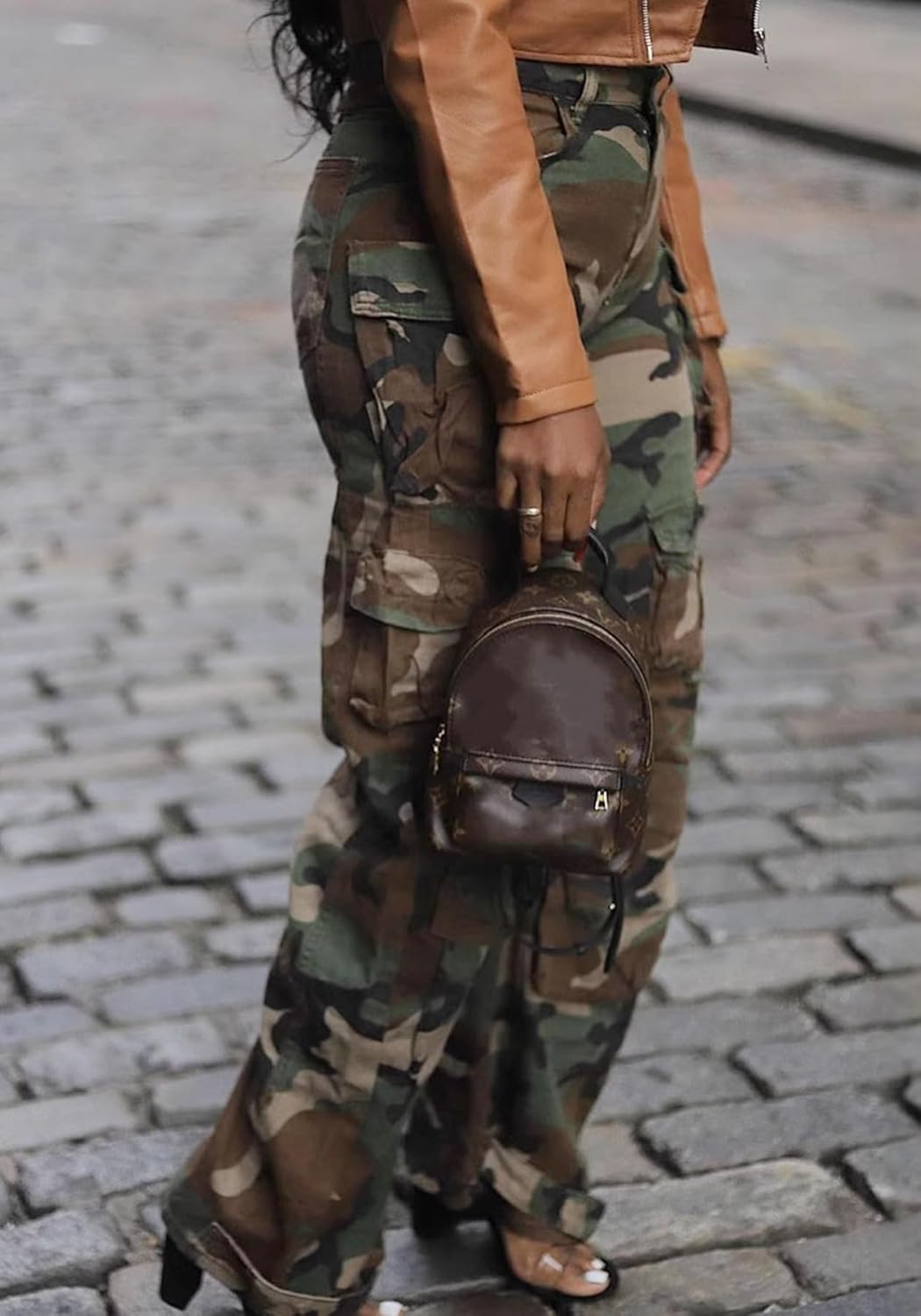 LKOUS Women’s Cargo Baggy Straight Jeans Streetwear Y2K High Waist Wide Leg Denim Pants with Multiple Pockets - Image 5