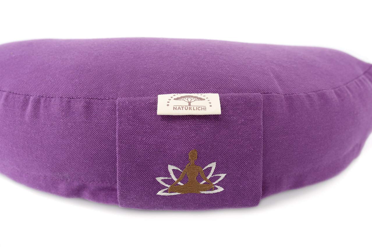 sei Design Coussin de Yoga, de méditation, en Demi-Lune, avec Rembourrage en cosses de Sarrasin, Grand Coussin de Sol, Coussin de méditation, 46 x 25 x 10 cm, Violet