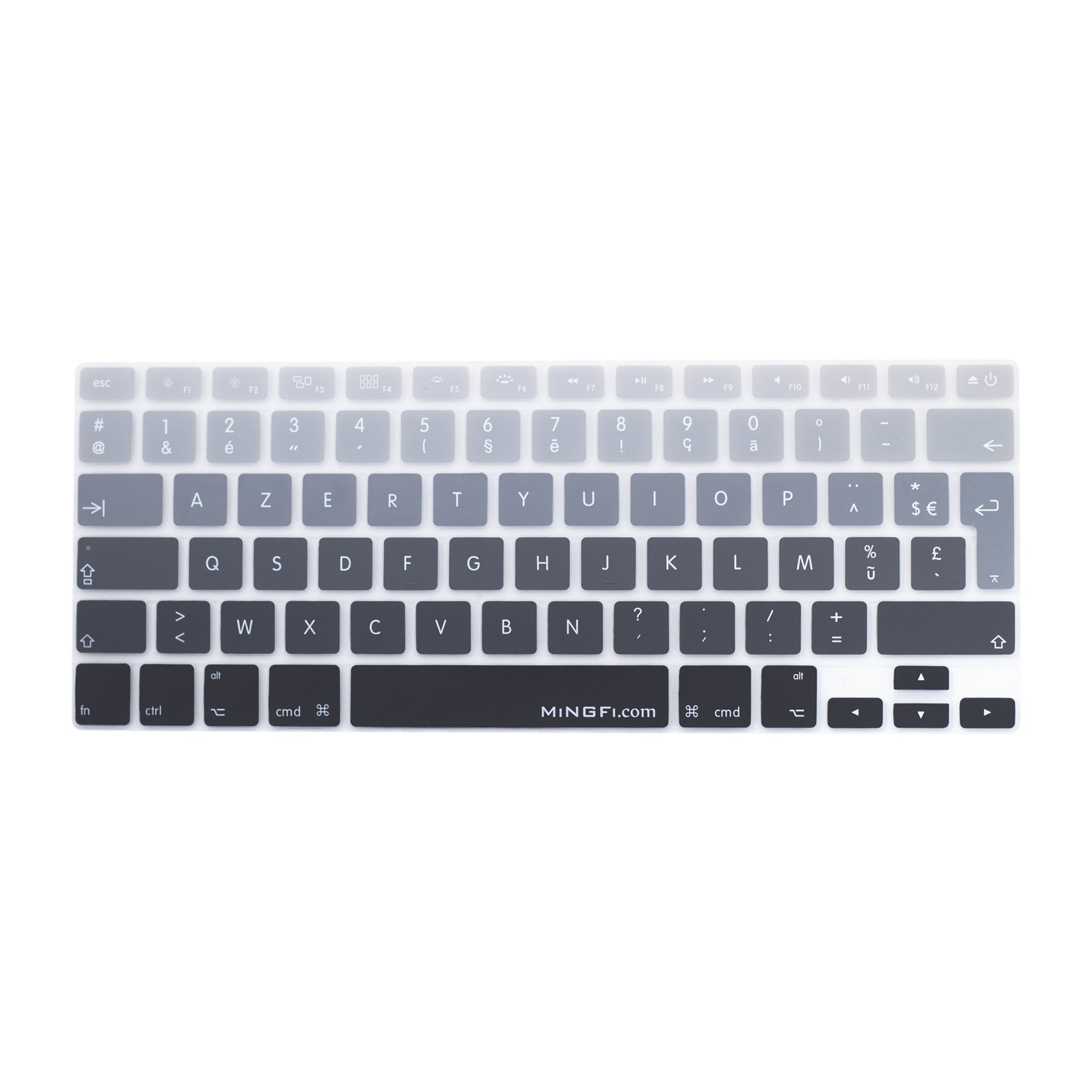 MiNGFi French AZERTY Silicone Keyboard Cover for MacBook Pro/Air (2008-2015) Model A1278 A1286 A1369 A1398 A1425 A1466 A1502 EU/ISO Keyboard layout - Grey Gradient