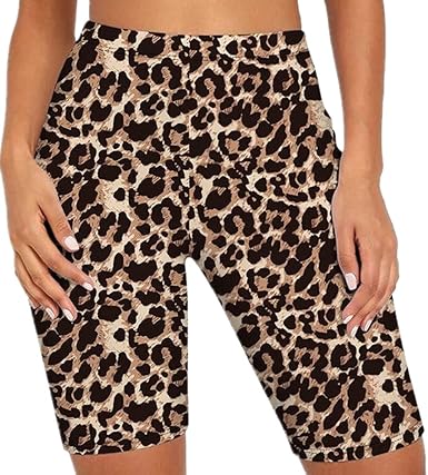 Amazon.com: NP - Pantalones cortos de ciclismo de cintura alta para mujer,  diseño de leopardo con estampado digital : Ropa, Zapatos y Joyería