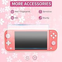 Vista 6 de FUNDIARY Funda de transporte Sakura rosa para Nintendo Switch Lite, lindo kit de accesorios de viaje para niña con bolsa de almacenamiento delgada