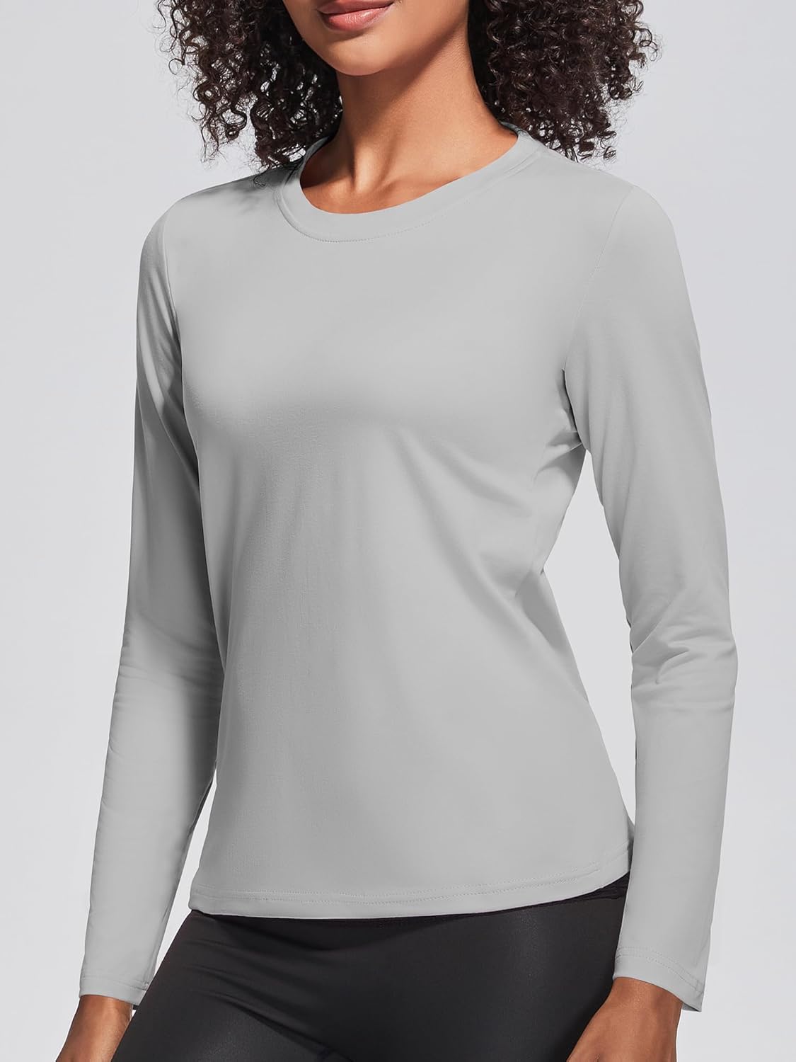 3 Pack or 5 Pack Women's Cotton Long Sleeve T-Shirts Round Neck Moisture Wicking Shirts Comfortable Casual Tops